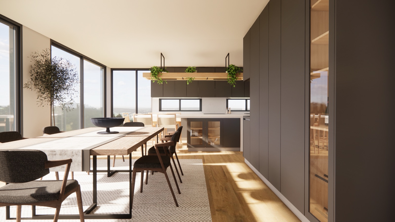 Render de cocina de 25 m² o más.